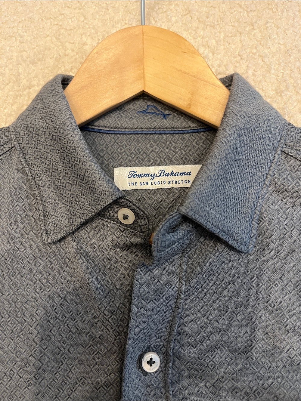 Men's Knit Patterned Casual LS Shirt in Charcoal Gray